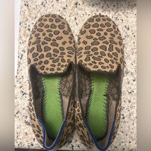 Rothy's Kids Shoes in Leopard Print and Blue